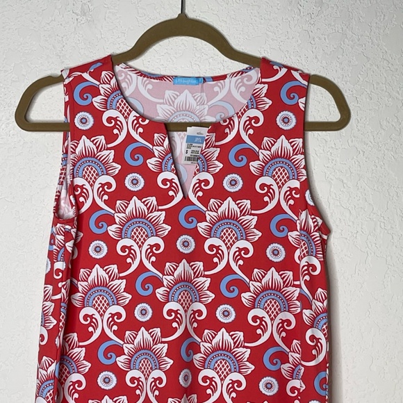 J. McLaughlin NWT Ellison Sleeveless Split V Neck A-Line Shift Dress Sz S Coral - Picture 3 of 11